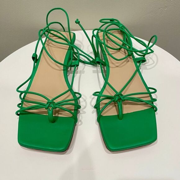 Veronica Beard Foley Ankle Tie Sandal Jungle Green NEW - Size: 8 - Picture 6 of 12